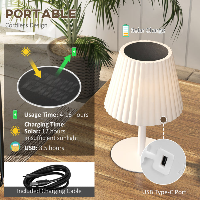 Solar-Powered Cordless Table Lamp - LED Desk Lighting with Adjustable Brightness, USB Charging - Ideal for Outdoor Ambiance and Convenience