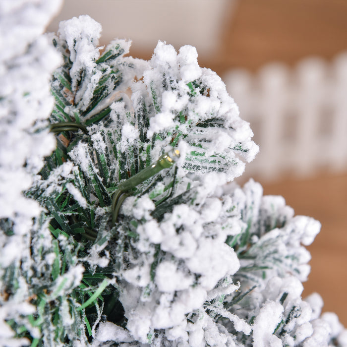 4ft Pre-Lit Snow Flocked Artificial Christmas Tree - Warm White LED Lights, Holiday Decor - Perfect for Festive Home Xmas Ambiance