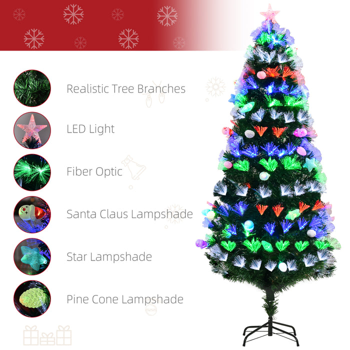 Pre-Lit 6FT Artificial Christmas Tree with Fiber Optic Ornaments - Star-Topped, LED-Lit Holiday Decor - Ideal for Festive Home Ambiance