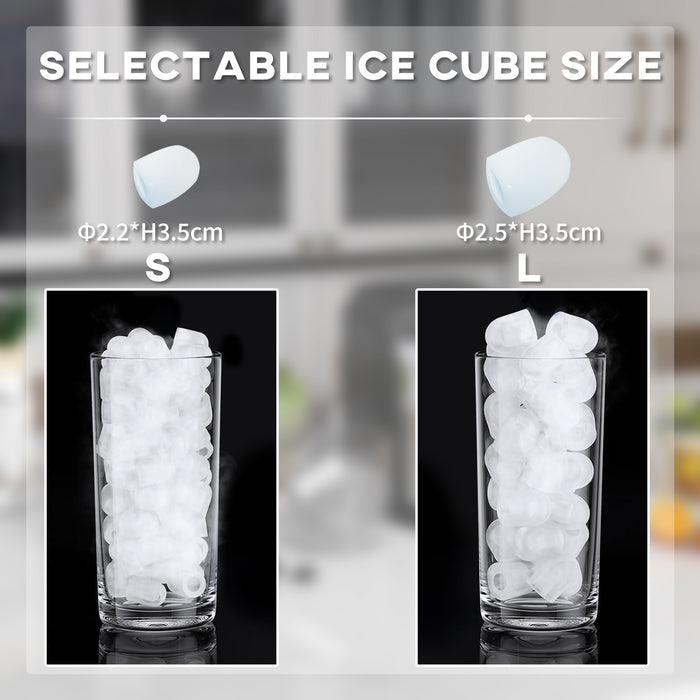 Countertop Ice Cube Maker - Fast 12kg/24hr Production, 9 Cubes in 6-12 Mins, 2 Sizes - Includes Scoop/Basket, Self-Clean Feature for Home, Kitchen, Party Use