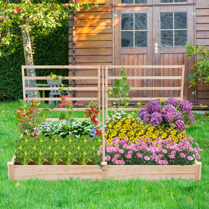 Elevated Garden Bed - With Trio Trellis Design and Dual Planting Boxes - Ideal for Outdoor Gardening Enthusiasts