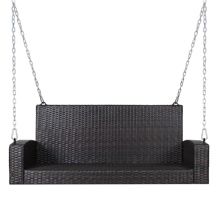 Patio Porch Swing - 2-Seat Rattan Design with Solid Steel Chains - Ideal for Outdoor Relaxation