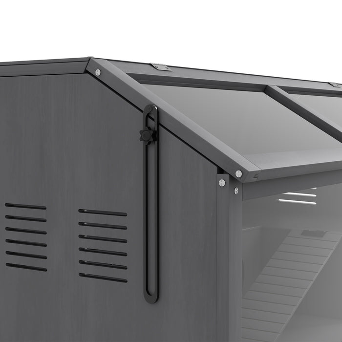 Wooden Hamster Habitat with Suspension Bridge - Small Animal Cage for Gerbils, Mice, Openable Top, 85x45x44cm, Grey - Perfect Home for Your Petite Pet