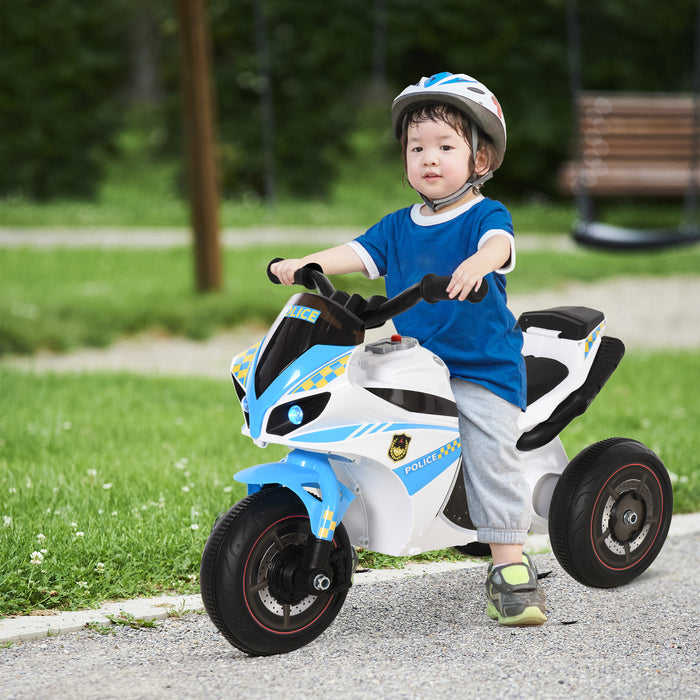 Police Ride-On Toddler 3-Wheel Trike with Music and Lights - Safety-Seated and Easy-Grip Handlebars for Kids - Fun Learning Bike Vehicle for 18-36 Month Olds, Blue