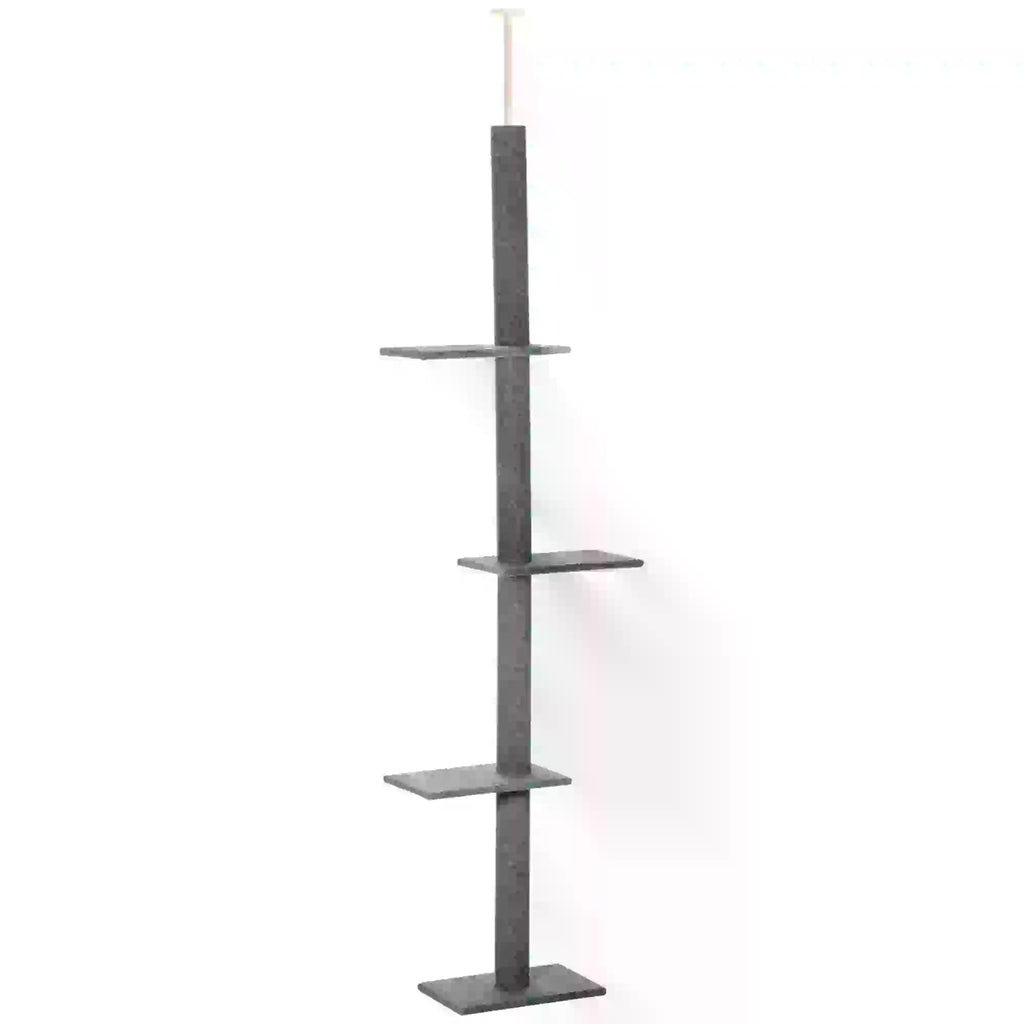 Floor-to-Ceiling 260cm Cat Tree with 3 Perches - Sturdy Kitten Activity Scratching Center, Grey Cat Tower Furniture - Ideal for Playful Felines & Claw Health Management
