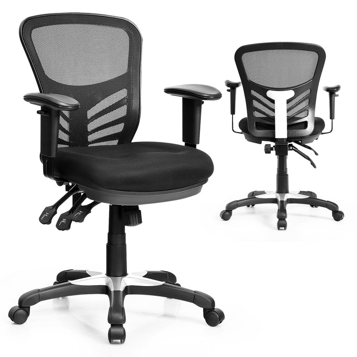 Ergonomic Reclining Mesh Office Chair - 3-Paddle Control, Black Design - Ideal for Home or Professional Office Use