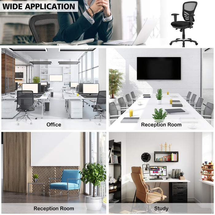 Ergonomic Reclining Mesh Office Chair - 3-Paddle Control, Black Design - Ideal for Home or Professional Office Use