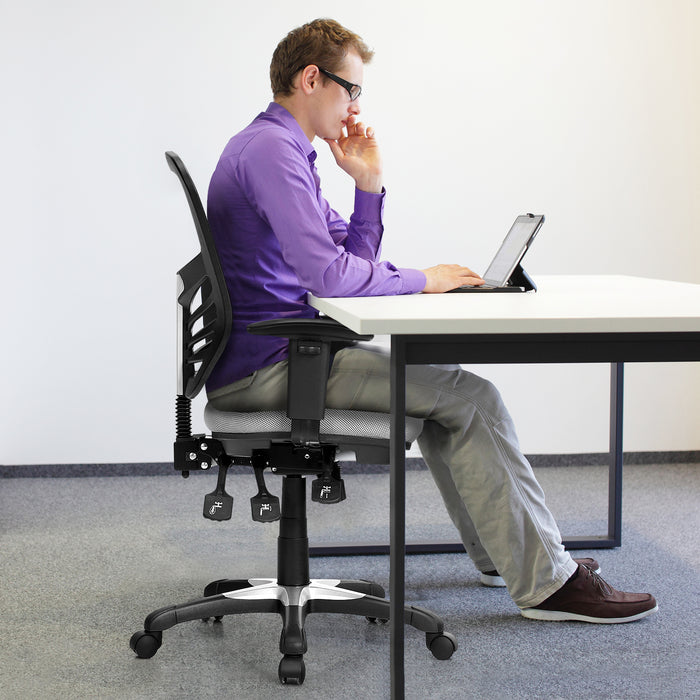 Ergonomic Reclining Mesh Office Chair - 3-Paddle Control, Black Design - Ideal for Home or Professional Office Use