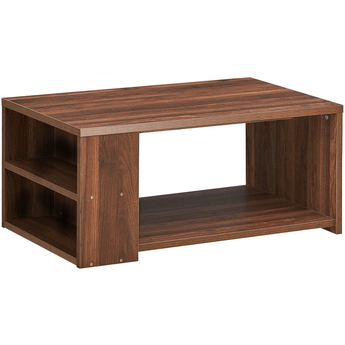 Wooden Rectangular Design - Grey Coffee Table with Storage Shelves - Ideal for Spacious & Organized Living Area
