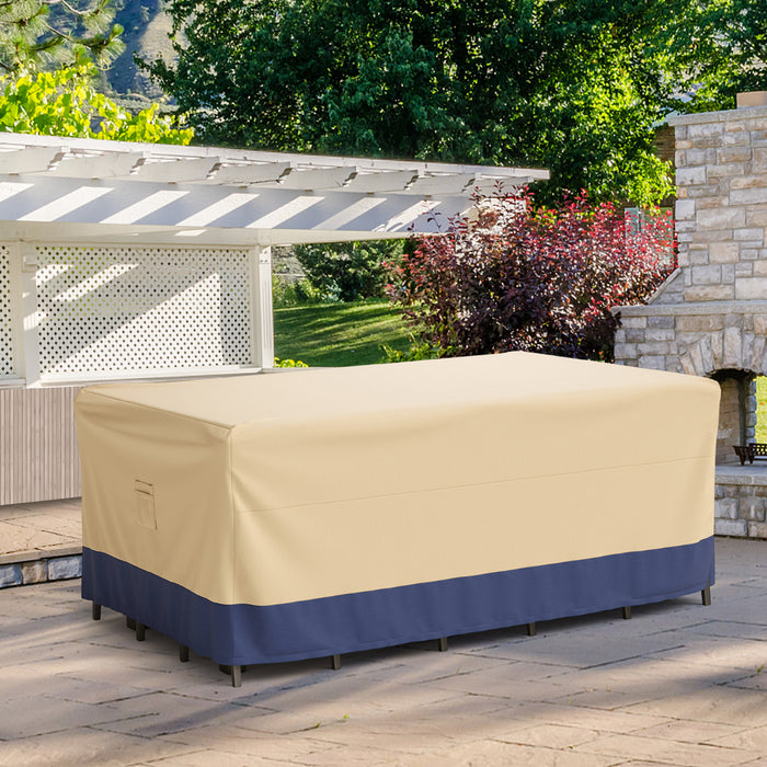 Outdoor Protective Tableware - Rectangular Dining Set Cover, Waterproof Polyester - Ideal for Patio Table and Chairs Protection