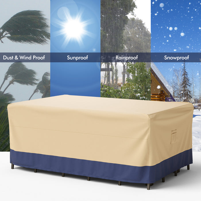 Outdoor Protective Tableware - Rectangular Dining Set Cover, Waterproof Polyester - Ideal for Patio Table and Chairs Protection