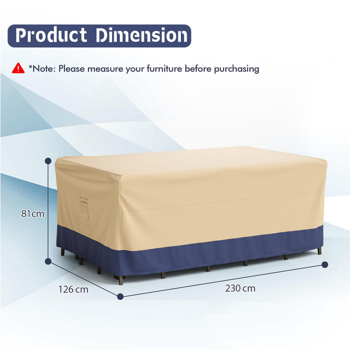 Outdoor Protective Tableware - Rectangular Dining Set Cover, Waterproof Polyester - Ideal for Patio Table and Chairs Protection