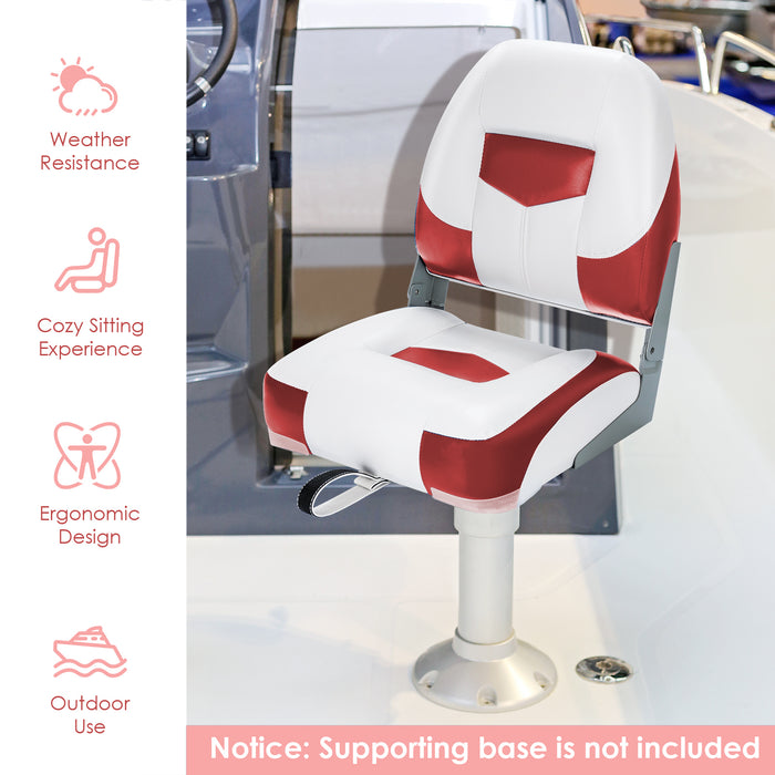 Boat Chair Set - 2-Piece Black Low-Back Folding Design with Long Fixation Strap - Perfect for Outdoor Water Activities