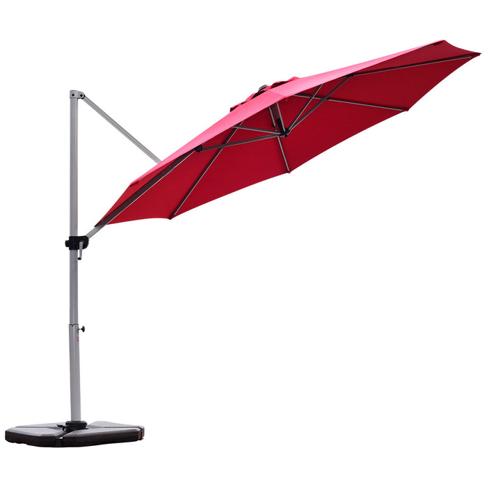 Cantilever Patio Umbrella 3.3m - Tilting Adjustment Feature and Sturdy Cross Base in Beige - Perfect Solution for Outdoor Sun Protection