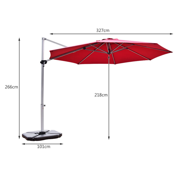 Cantilever Patio Umbrella 3.3m - Tilting Adjustment Feature and Sturdy Cross Base in Beige - Perfect Solution for Outdoor Sun Protection