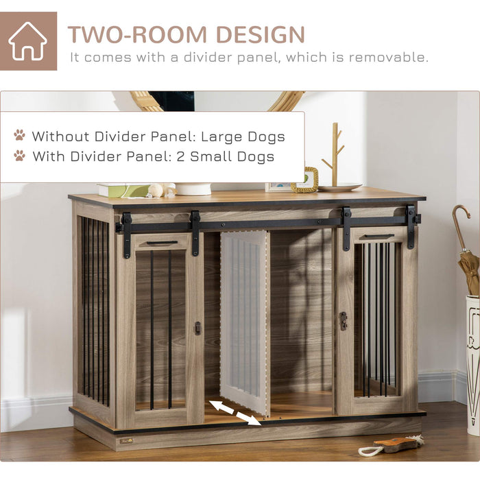 Double-Door Dog Crate Furniture - Spacious Kennel for Large Breeds, Cozy Dual Cage for Small Dogs - Stylish Pet Haven & Space Saver for Home Owners