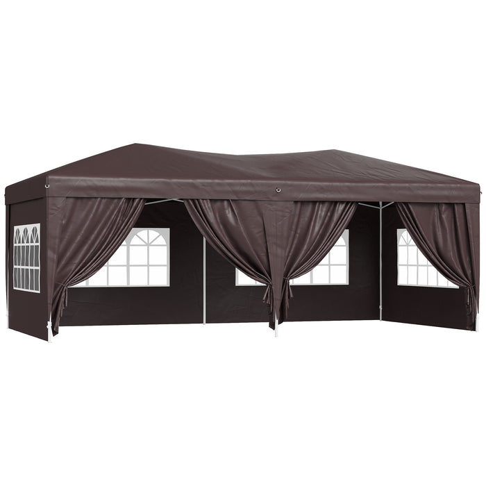Pop Up Gazebo Marquee 6m x 3m - Sturdy Outdoor Canopy with Coffee-Colored Fabric - Perfect for Parties, Events, and Backyard Gatherings