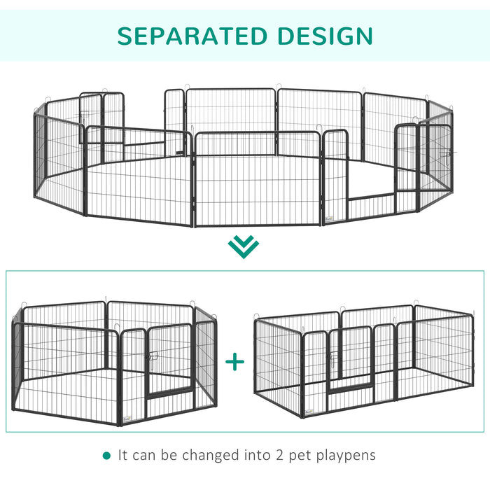 Heavy Duty 12-Panel Pet Playpen - Foldable Steel Puppy Exercise Fence with Dual Locking Doors - Ideal for Small Dogs & Playful Puppies Safety