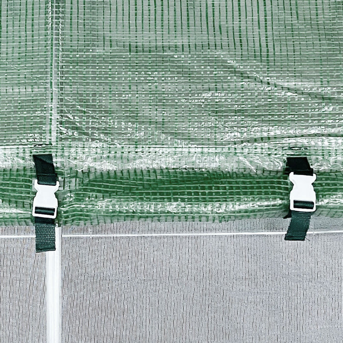 Heavy-Duty 25mm Galvanised Steel Frame Polytunnel - Metal Hinged Door & Mesh Windows, 3x6M Greenhouse - Ideal for Gardeners & Extended Growing Seasons