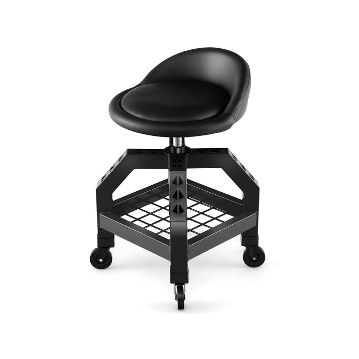 Mechanic Rolling Seat - Stool Chair with Adjustable Height and Tool Tray - Ideal for Workshop Tasks and Solving Garage Storage Issues