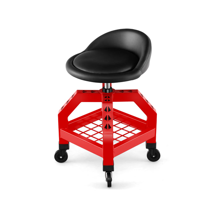 Mechanic Rolling Seat - Stool Chair with Adjustable Height and Tool Tray - Ideal for Workshop Tasks and Solving Garage Storage Issues