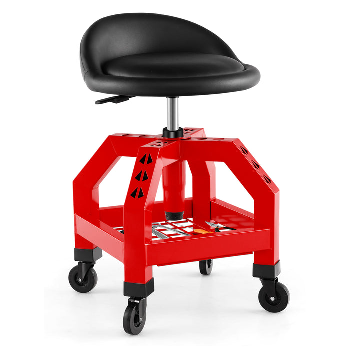 Mechanic Rolling Seat - Stool Chair with Adjustable Height and Tool Tray - Ideal for Workshop Tasks and Solving Garage Storage Issues