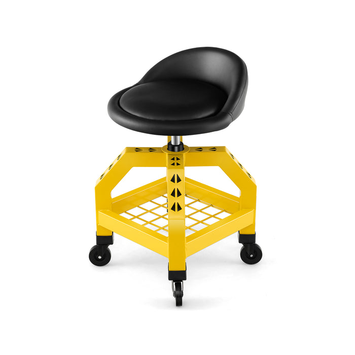 Mechanic Rolling Seat - Stool Chair with Adjustable Height and Tool Tray - Ideal for Workshop Tasks and Solving Garage Storage Issues