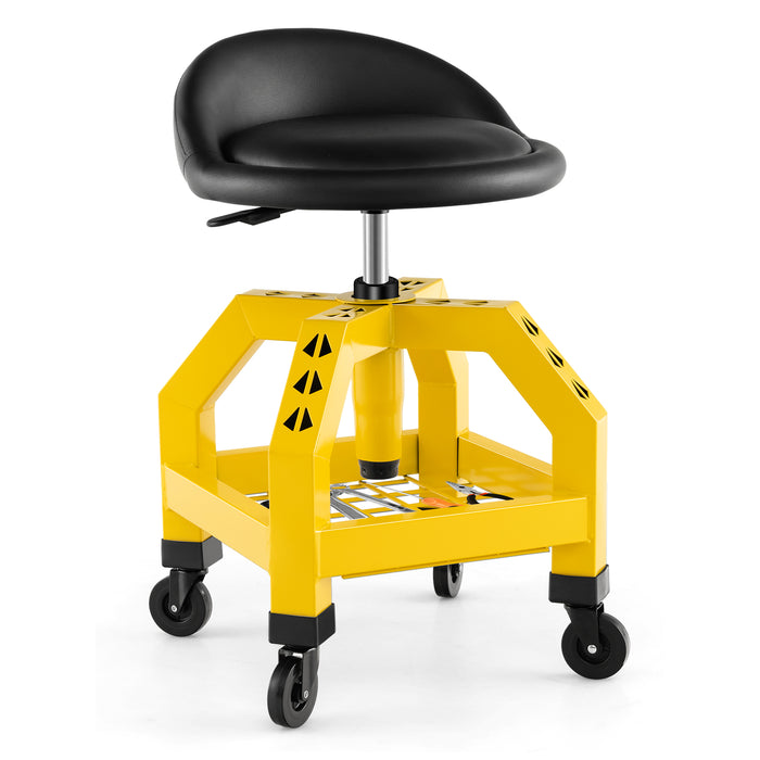 Mechanic Rolling Seat - Stool Chair with Adjustable Height and Tool Tray - Ideal for Workshop Tasks and Solving Garage Storage Issues