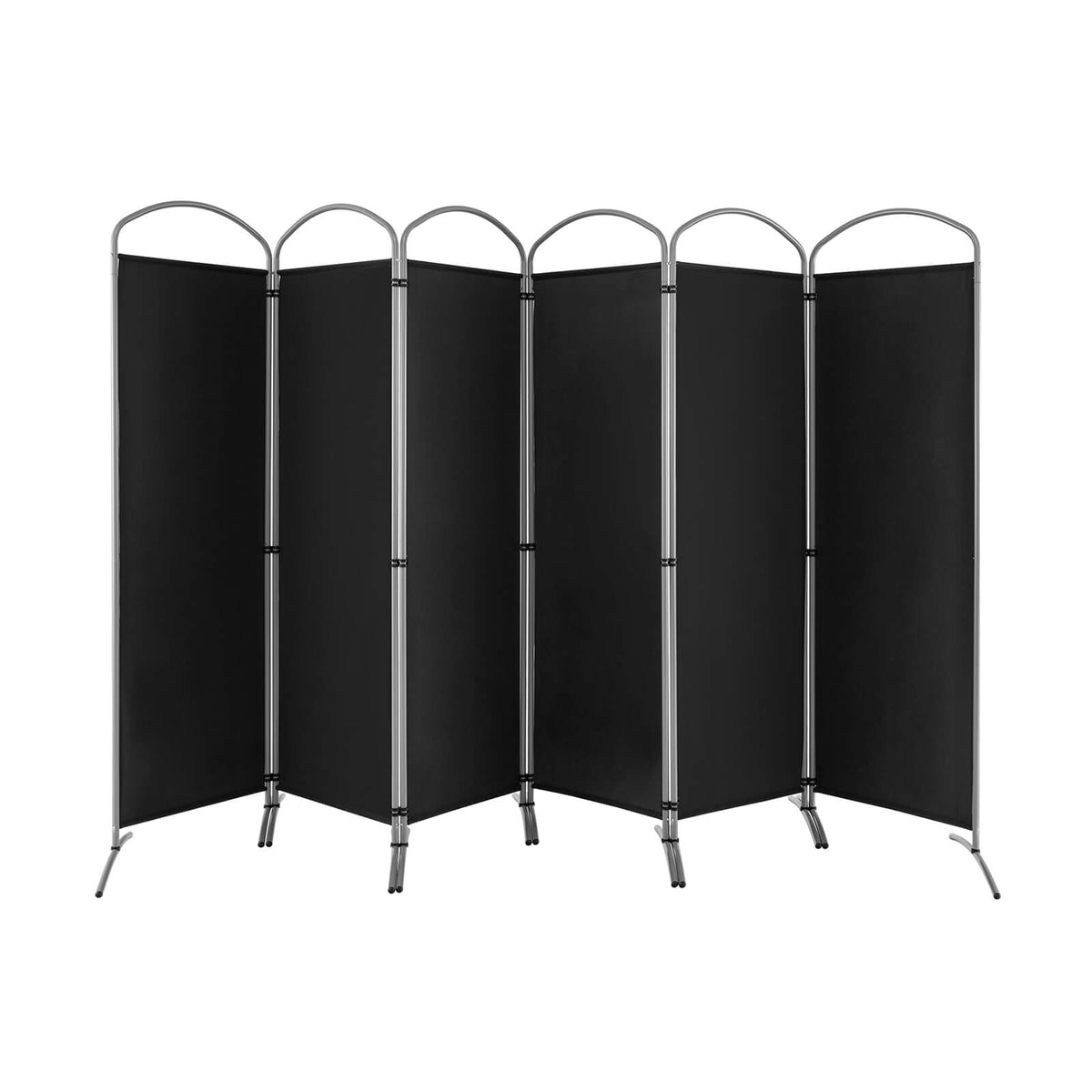 Freestanding Fabric Room Divider, Model: 6 Panel - Versatile Multispace Partition in Stylish Black - Ideal for Home and Office Space Management