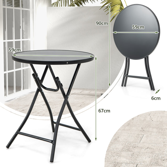 Bistro Style Round Table - Tempered Glass Tabletop Features - Ideal for Cafes and Restaurants
