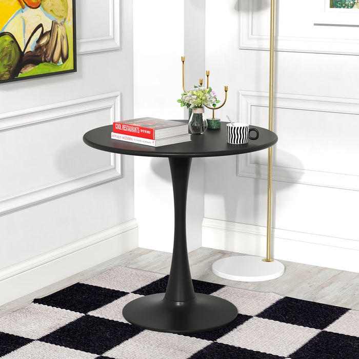 Tulip 80 cm Round Dining Table - Anti-Slip PP Ring Design, Black - Ideal for Home Dining Solutions