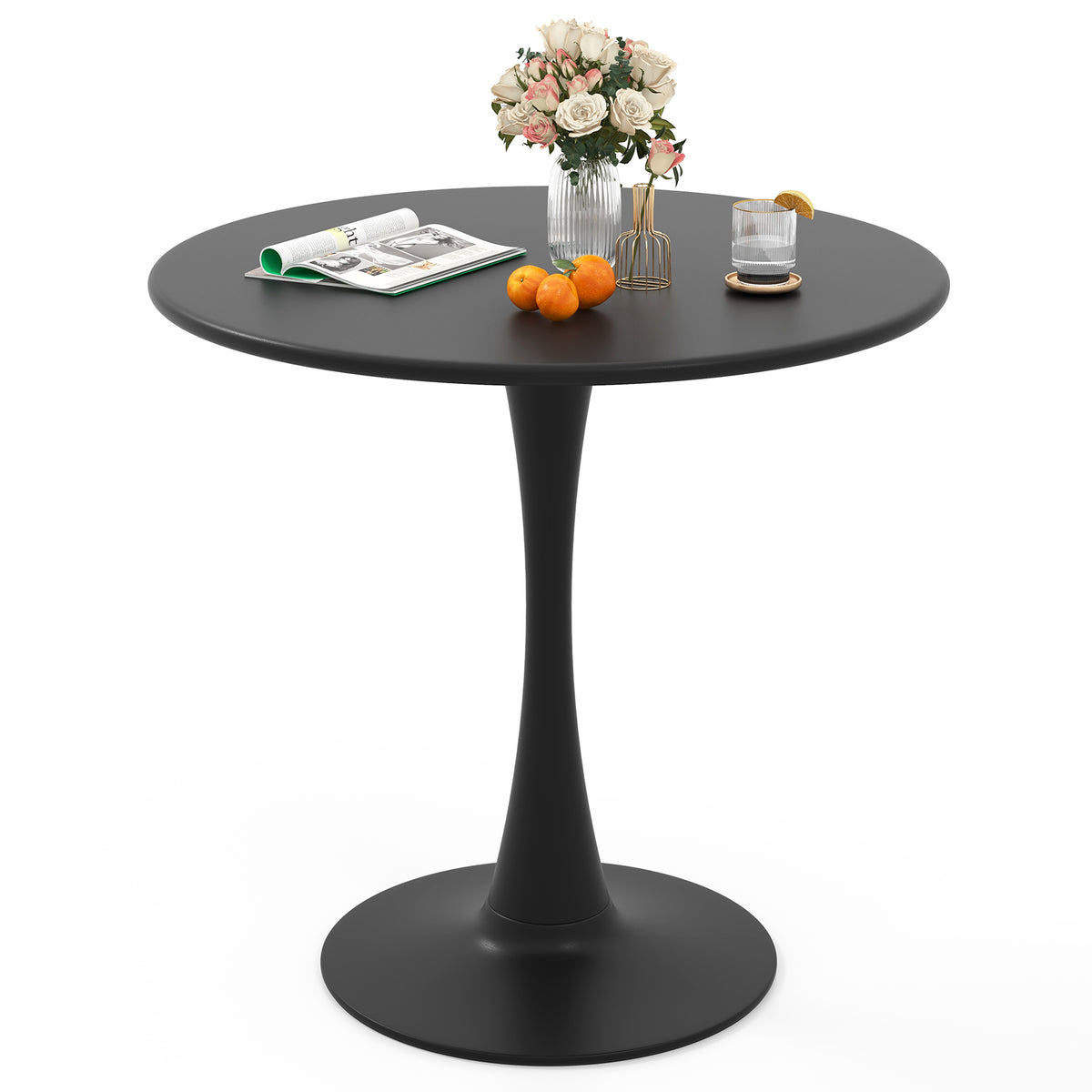 Black 80cm Round Tulip Dining Table - Ideal Home Dining Solutions ...