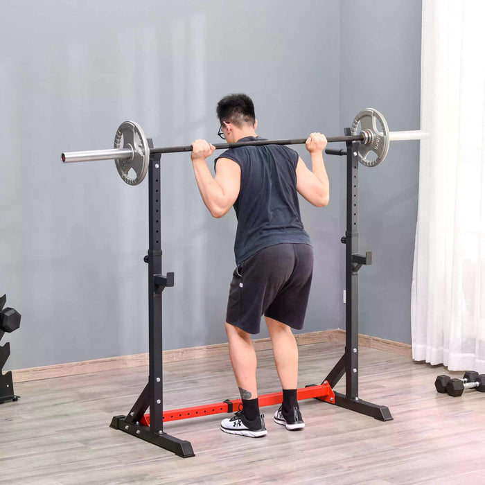 Adjustable Squat & Dip Rack Stand - Heavy-Duty Barbell Rack for Weight Lifting & Bench Press - Multifunctional Fitness Station for Home Gym Workouts