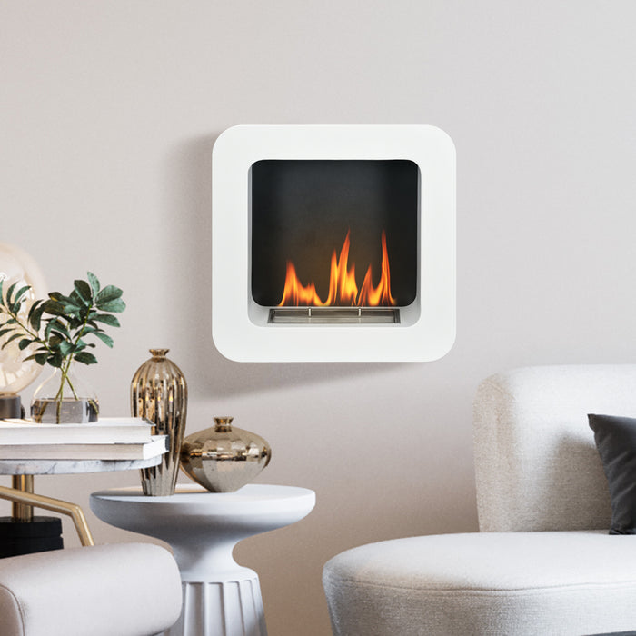 Wall Mounted Ethanol Fireplace - Bioethanol Heater with 1L Tank and 2.5 Hour Burning Time - Cozy Ambiance for Modern Home Spaces