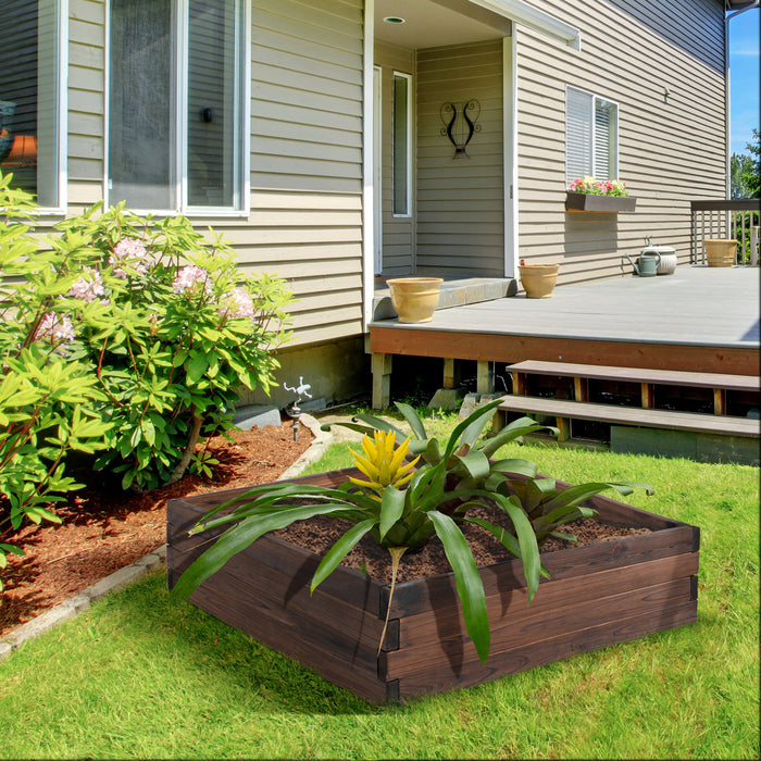 Wooden Raised Garden Bed Planter - 80x80x22.5cm Outdoor Grow Containers for Flowers & Vegetables - Ideal for Patio Spaces