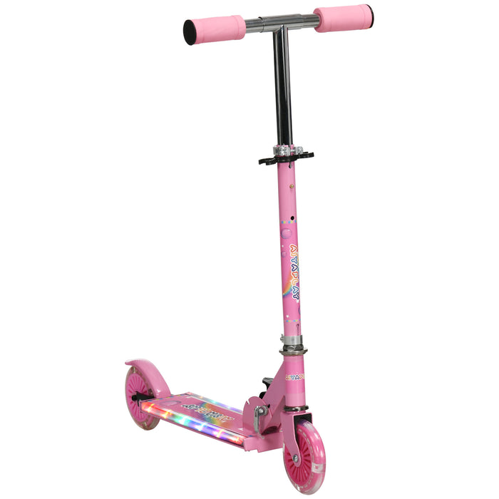 Kids Light-Up Scooter with Music - Adjustable Height, Foldable Frame, LED Wheels - Perfect for Ages 3 to 7, Pink Design