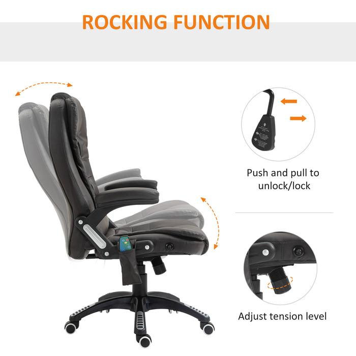 Executive Massage Office Chair - High Back PU Leather with Heat, Tilt, and Reclining Features - Ergonomic Design for Enhanced Comfort in Workspaces