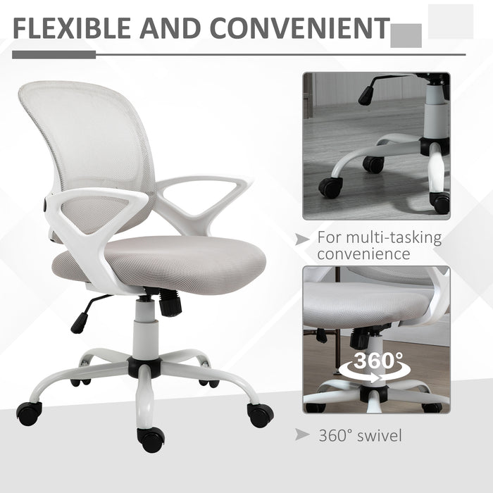 Ergonomic Office Mesh Chair - Swivel Desk Chair with Adjustable Armrests and Lumbar Back Support - Ideal for Home Office Comfort and Posture Improvement