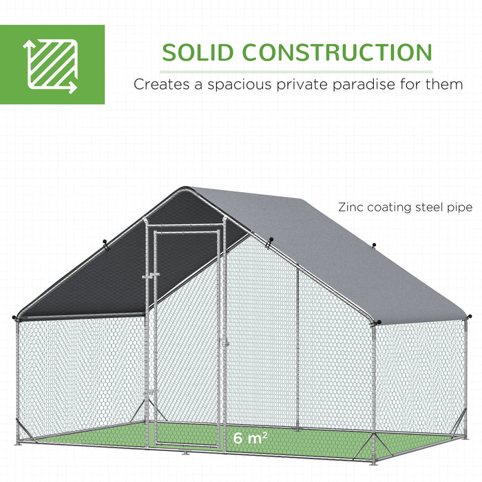 Chicken Coop Extension Pen with Activity Shelf - Spacious 3x2x2m Outdoor Walking Enclosure - Ideal for Poultry Exercise and Protection