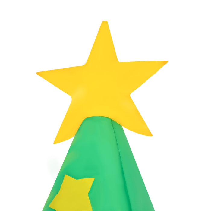 Inflatable Christmas Tree with LED Lights - 7ft Tall with Santa, Snowman & Gift Box - Outdoor Lawn and Garden Holiday Decoration