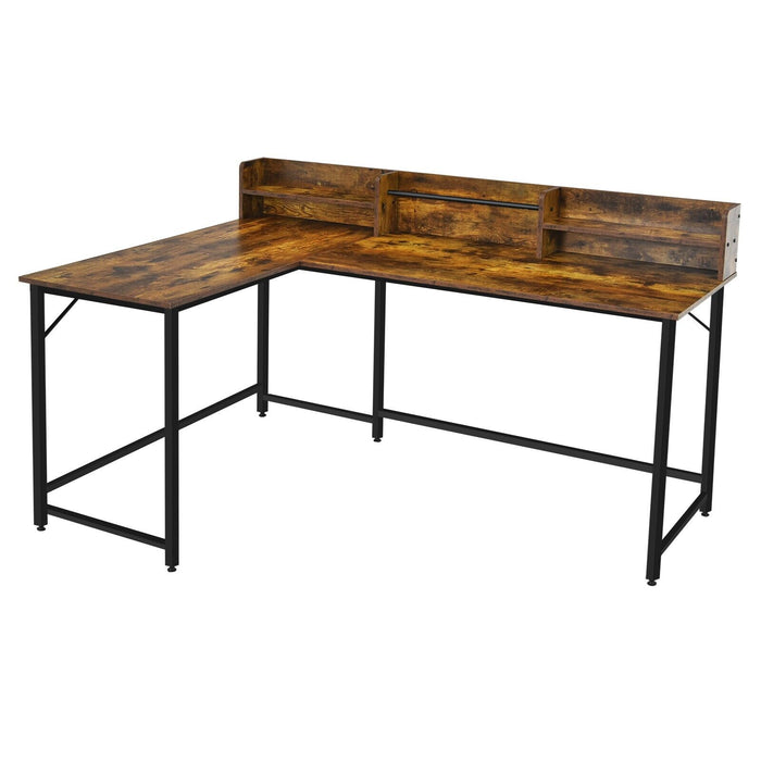 Industrial Style L-Shaped Desk - Corner Computer Workstation in Black - Ideal for Home Office and Study Spaces