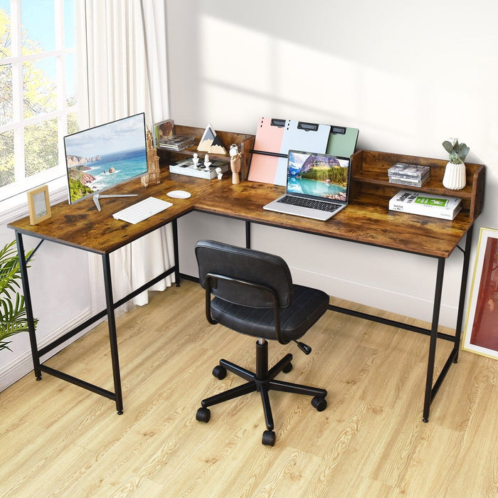 Industrial Style L-Shaped Desk - Corner Computer Workstation in Black - Ideal for Home Office and Study Spaces