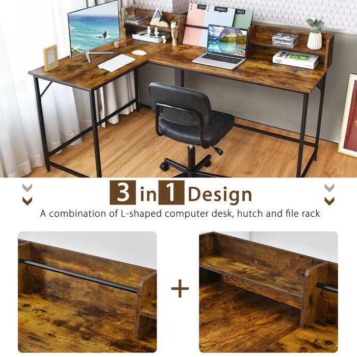 Industrial Style L-Shaped Desk - Corner Computer Workstation in Black - Ideal for Home Office and Study Spaces