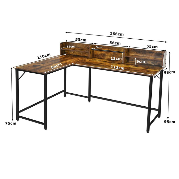 Industrial Style L-Shaped Desk - Corner Computer Workstation in Black - Ideal for Home Office and Study Spaces