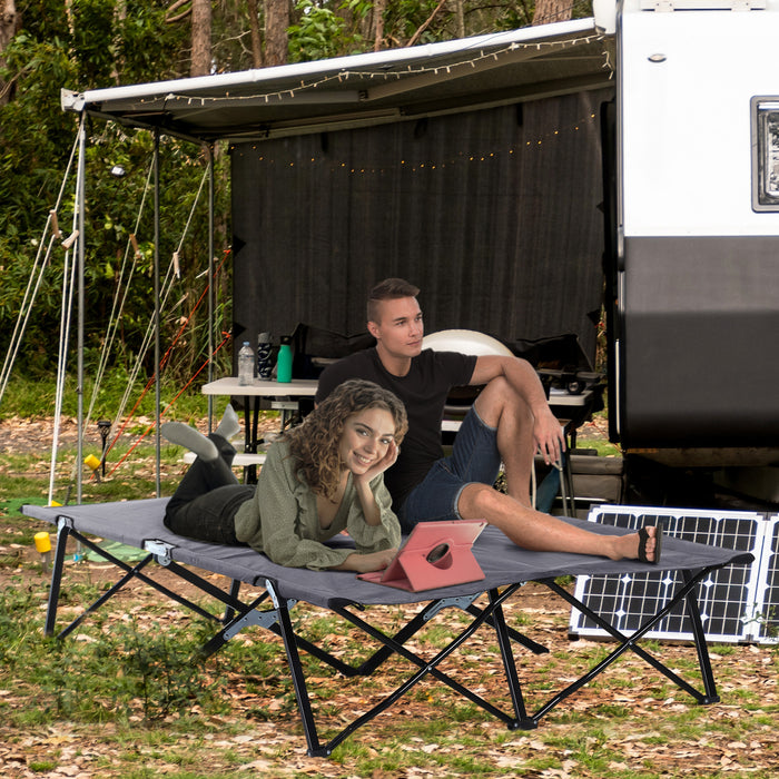 Double Camping Cot - Portable Outdoor Sunbed with Durable Frame & Carry Bag - Ideal for Campers and Sunbathing Enthusiasts