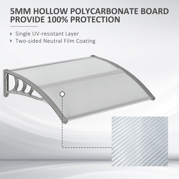 Outdoor Window Rain Shelter - Durable Door Canopy Awning, Clear Polycarbonate, 100 x 80cm - Protection for Front and Back Door Porches