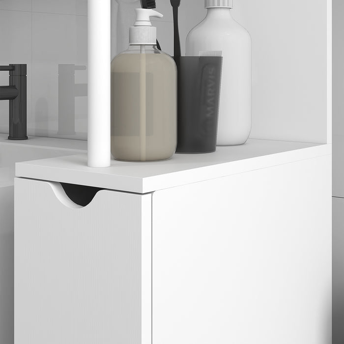 Slimline Bathroom Organizer with Drawers - Tall Cupboard with Double-Shelf Storage, Sleek White Finish - Space-Saving Solution for Small Bathrooms & Tight Spaces