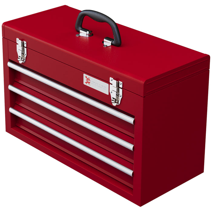 Heavy-Duty Lockable Toolbox - 3-Drawer Chest with Secure Latches & Ball Bearing Slides - Portable Storage for Tools and Hardware