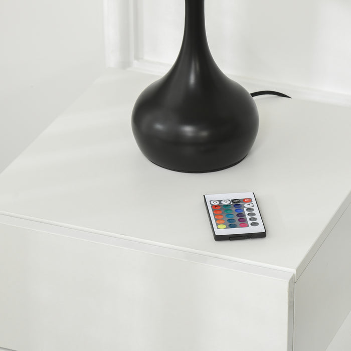 Modern High Gloss Bedside Cabinets with Drawers - Sleek Nightstand with RGB LED Lighting & Remote Control - Perfect for Bedroom & Living Room Ambiance