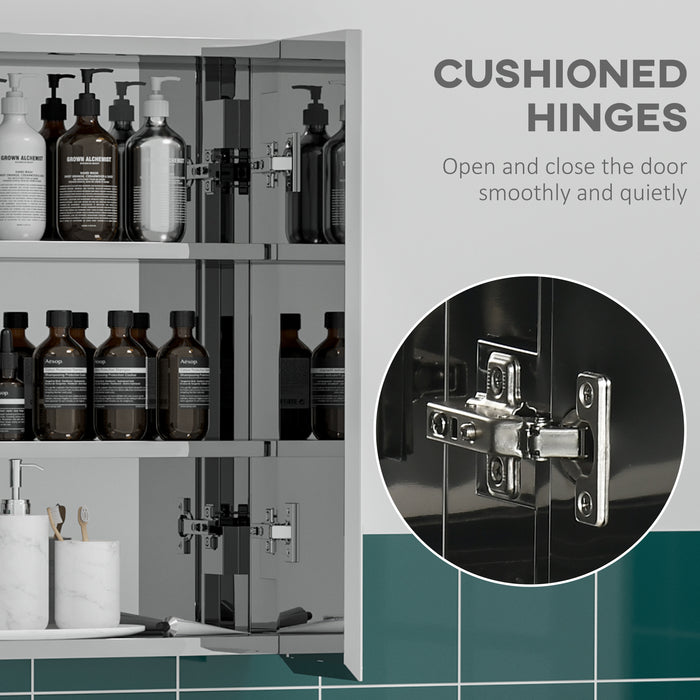 Wall-Mounted Mirror Cabinet - Bathroom Medicine Storage with Hinged Door, Multiple Shelves - Ideal for Organizing Toiletries and Laundry Essentials
